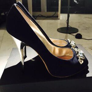 Giuseppe Zanotti Blue Swarovski Stone Platform Heels Shoes Pumps Sz40.5